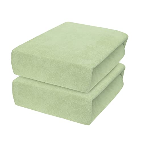 2 x Baby Comfort Frottee Spannbettlaken für 90x55 cm Nachttischbett Kinderbett Matratze (grün) von Baby Comfort