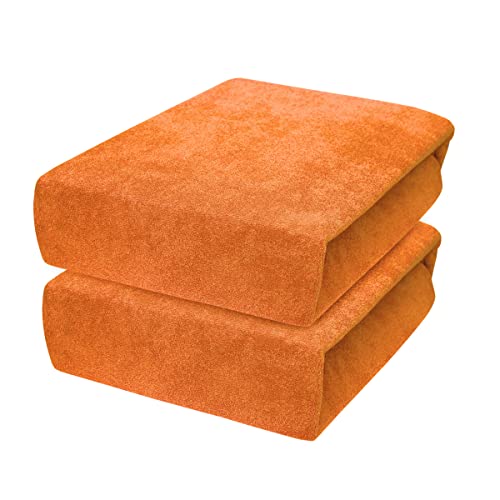 2 x Frottee-Spannbettlaken für Babybett, 140 x 70 cm (Orange) von Baby Comfort