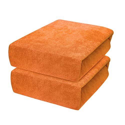 2 x Frottee-Spannbettlaken für Babybett-Matratze 120 x 60 cm (Orange) von Baby Comfort