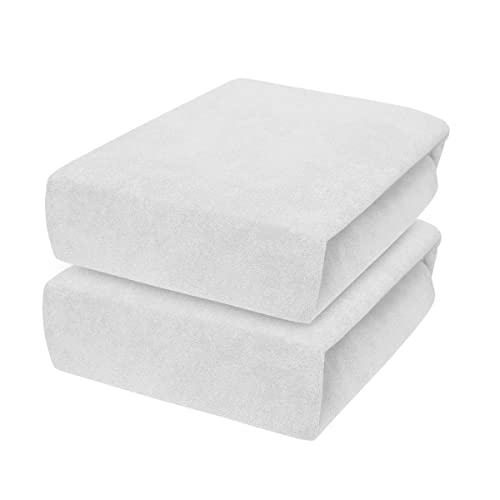 2 x Frottee-Spannbettlaken für Babybett-Matratzen 160 x 70 cm (Weiß) von Baby Comfort