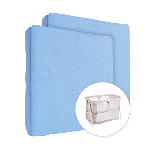 2X Jersey 100% Baumwolle Spannbetttuch für 95x65cm Baby Reise Kinderbett Matratze (Blau) von Baby Comfort