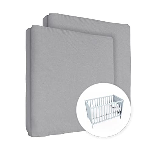 2X Jersey Spannbettlaken 100% Baumwolle für 120 x 60 cm Kleinkind Babybett Matratze (Grau) von Baby Comfort