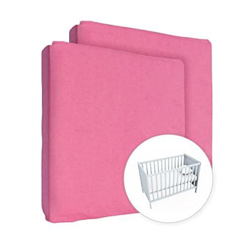 2X Jersey Spannbettlaken 100% Baumwolle für 120 x 60 cm Kleinkind Babybett Matratze (Rosa) von Baby Comfort