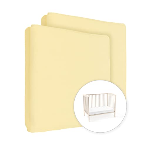 2X Jersey Spannbettlaken 100% Baumwolle für 160 x 70 cm Kinderbett (Gelb) von Baby Comfort