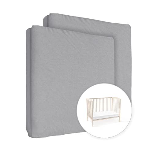 2x Jersey Spannbettlaken 100% Baumwolle für 160 x 70 cm Kinderbett (Grau) von Baby Comfort