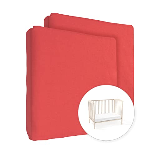 2X Jersey Spannbettlaken 100% Baumwolle für 160 x 70 cm Kinderbett (Rot) von Baby Comfort