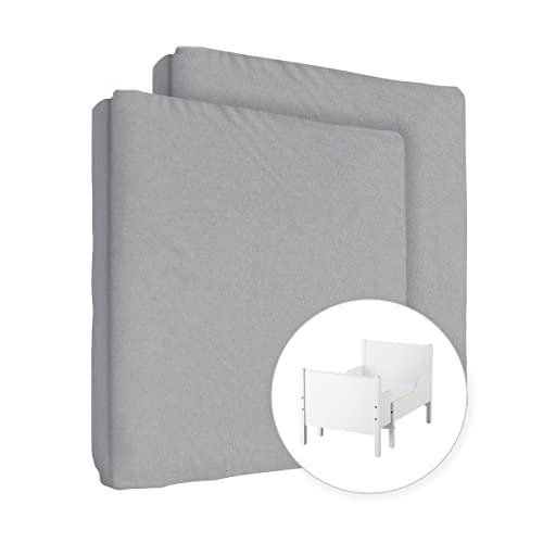 2X Jersey 100% Baumwolle Spannbettlaken für 130x80 cm Ausziehbare Kleinkind Baby Kinderbett Bett Matratze (Grau) von Baby Comfort