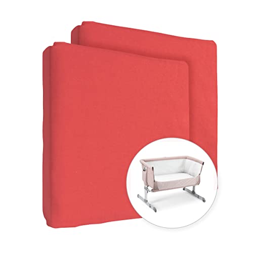 2X Jersey 100% Baumwolle Spannbettlaken für Babybettmatratze 83x50 cm (Rot) von Baby Comfort