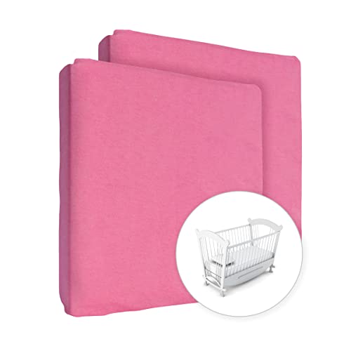 2X Jersey 100% Baumwolle Spannbetttuch für 90x40 cm Babybett Wiege Matratze (Rosa) von Baby Comfort