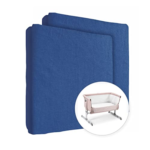 2X Jersey 100% Baumwolle Spannbetttuch für 90x55cm Baby Nachttisch Kinderbett Matratze (Königsblau) von Baby Comfort