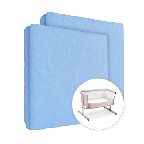 2X Jersey 100% Baumwolle Spannbetttuch für 90x55cm Baby Nachttisch Kinderbett Matratze (Blau) von Baby Comfort