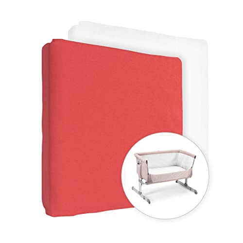 2er Set Jersey 100% Baumwolle Spannbettlaken für 90 x 55 cm Baby Nachttisch Krippe Matratze (rot + weiß) von Baby Comfort