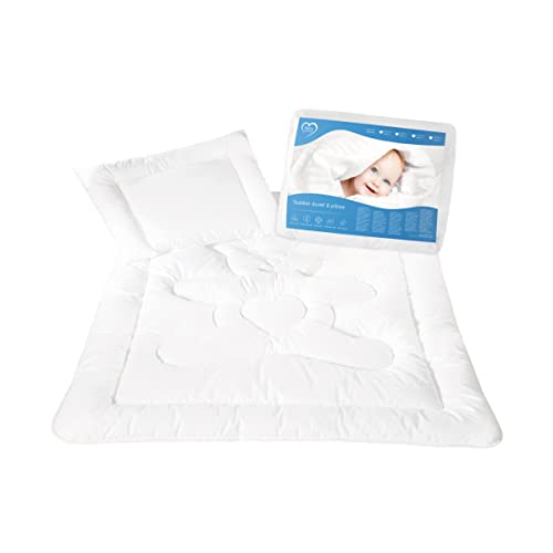 Baby Comfort Junior Kleinkind Kinderbett Bettdecke & Flachkissen Füllung Set 150x120cm All Seasonal White Bear Design von Baby Comfort