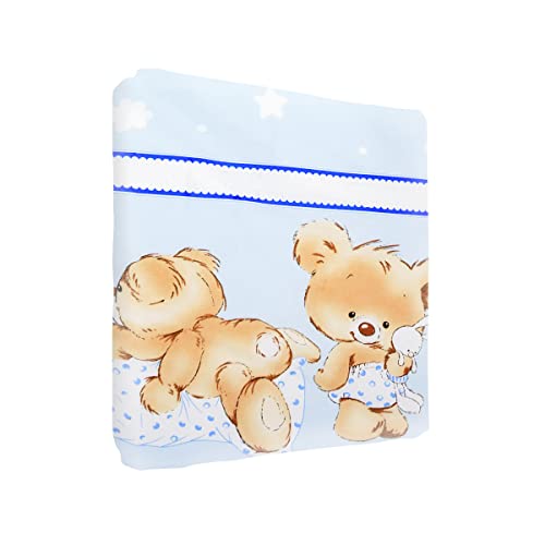 Baby Comfort Spannbettlaken für Kinderzimmer, 100% Baumwolle, passend für 90 x 55 cm, Mika-Blau von Baby Comfort