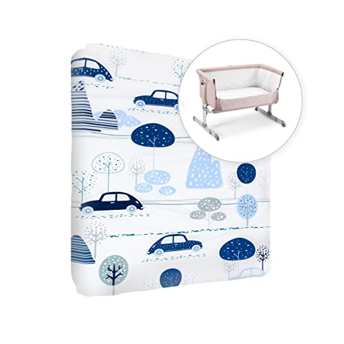 Baby Comfort Spannbettlaken für Kinderzimmer, 100% Baumwolle, passend für 90 x 55 cm Nachttisch, Kinderbett (Autos) von Baby Comfort