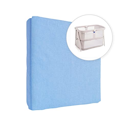 Jersey 100% Baumwolle Spannbettlaken für 95x65 cm Baby Reise Kinderbett Matratze (Blau) von Baby Comfort