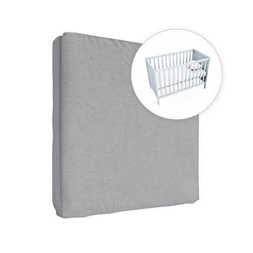 Jersey 100% Baumwolle Spannbettlaken passend für Babybett 100x50 cm (Grau) von Baby Comfort