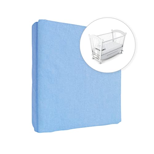 Jersey Spannbetttuch für Babybett, 100% Baumwolle, passend für 90 x 50 cm Babybett-Wiegebett-Matratze (Blau) von Baby Comfort