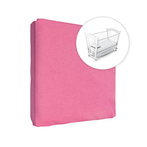 Jersey Spannbetttuch für Babybett, 100% Baumwolle, passend für 90 x 50 cm Babybett-Wiegebett-Matratze (Rosa) von Baby Comfort