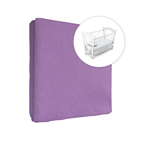 Jersey Spannbetttuch für Babybett, 100% Baumwolle, passend für 90 x 50 cm Babybett-Wiegebett-Matratze (Violett) von Baby Comfort