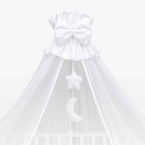 Luxus Babybett Betthimmel/Moskitonetz 480 cm nur Moon – Weiß von Baby Comfort