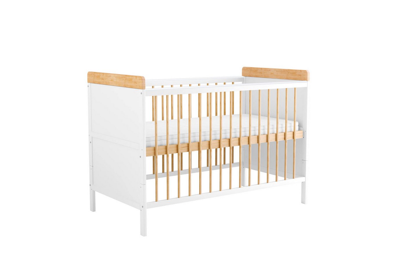 Baby-Delux Babybett Ella weiß natur, Kinderbett 60x120 cm höhenverstellbar, Kiefer mit Matratze Baby-Delux Babybett Ella weiß natur, Kinderbett 60x120 cm höhenverstellbar, Kiefer mit Matratze von Baby-Delux