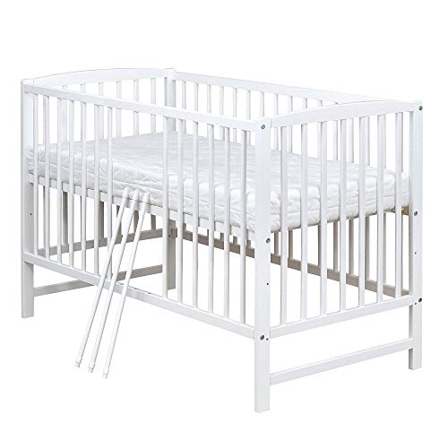 Baby Delux Babybett Kinderbett Gitterbett höhenverstellbar weiß 120x60 cm mit Matratze von Baby Delux