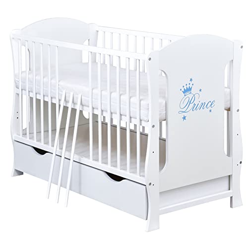 Baby Delux Babybett Kinderbett Juniorbett umbaubar 120×60 Weiß Nelly Prince Schublade Matratze von Baby Delux