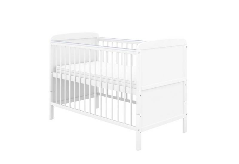 Baby-Delux Babybett Natalie, Kinderbett Gitterbett 140x70 weiß mit Beißschienen, Matratze umbaubar von Baby-Delux