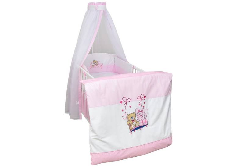 Baby-Delux Babybettwäsche Baby Bettwäsche Set 4-Tlg. Nestchen Chiffonhimmel, Baumwolle, 4 teilig, Bettset für Babybetten 140x70 & 120x60 verschiedene Designs von Baby-Delux