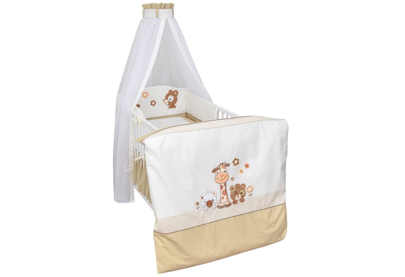 Baby-Delux Babybettwäsche Baby Bettwäsche Set 4-Tlg. Nestchen Chiffonhimmel, Baumwolle, 4 teilig, Bettset für Babybetten 140x70 & 120x60 verschiedene Designs von Baby-Delux