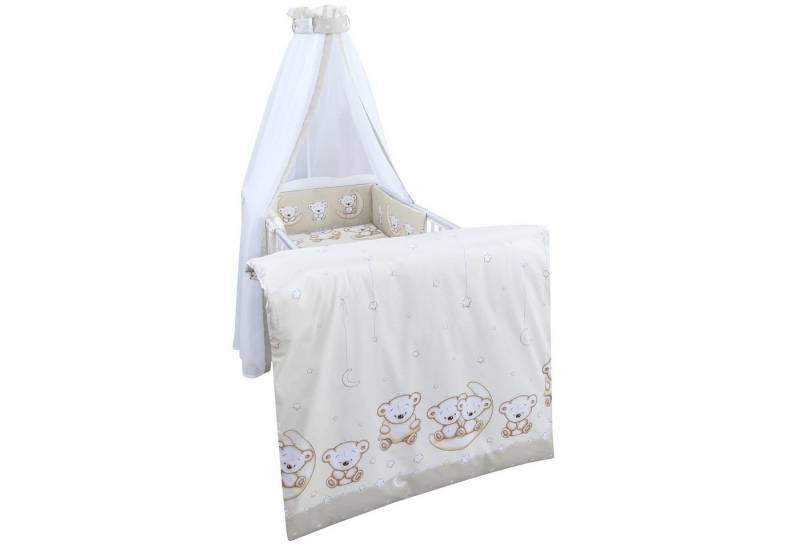 Baby-Delux Babybettwäsche Baby Bettwäsche Set 4-Tlg. Nestchen Chiffonhimmel, Baumwolle, 4 teilig, Bettset für Babybetten 140x70 & 120x60 verschiedene Designs von Baby-Delux