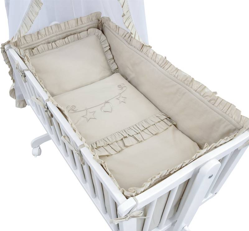 Baby-Delux Babybettwäsche Baby Wiegenset Royal Rüsche, 6 teilig, Wiegenset 6-tlg. für Babywiege 90x40 (ohne Wiege) verschiedene Designs von Baby-Delux
