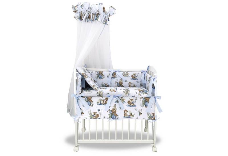 Baby-Delux Beistellbett Babybett Angler Blau, 10-tlg., Stillbett 90x40 weiß höhenverstellbar, Matratze inkl. komplett Set von Baby-Delux