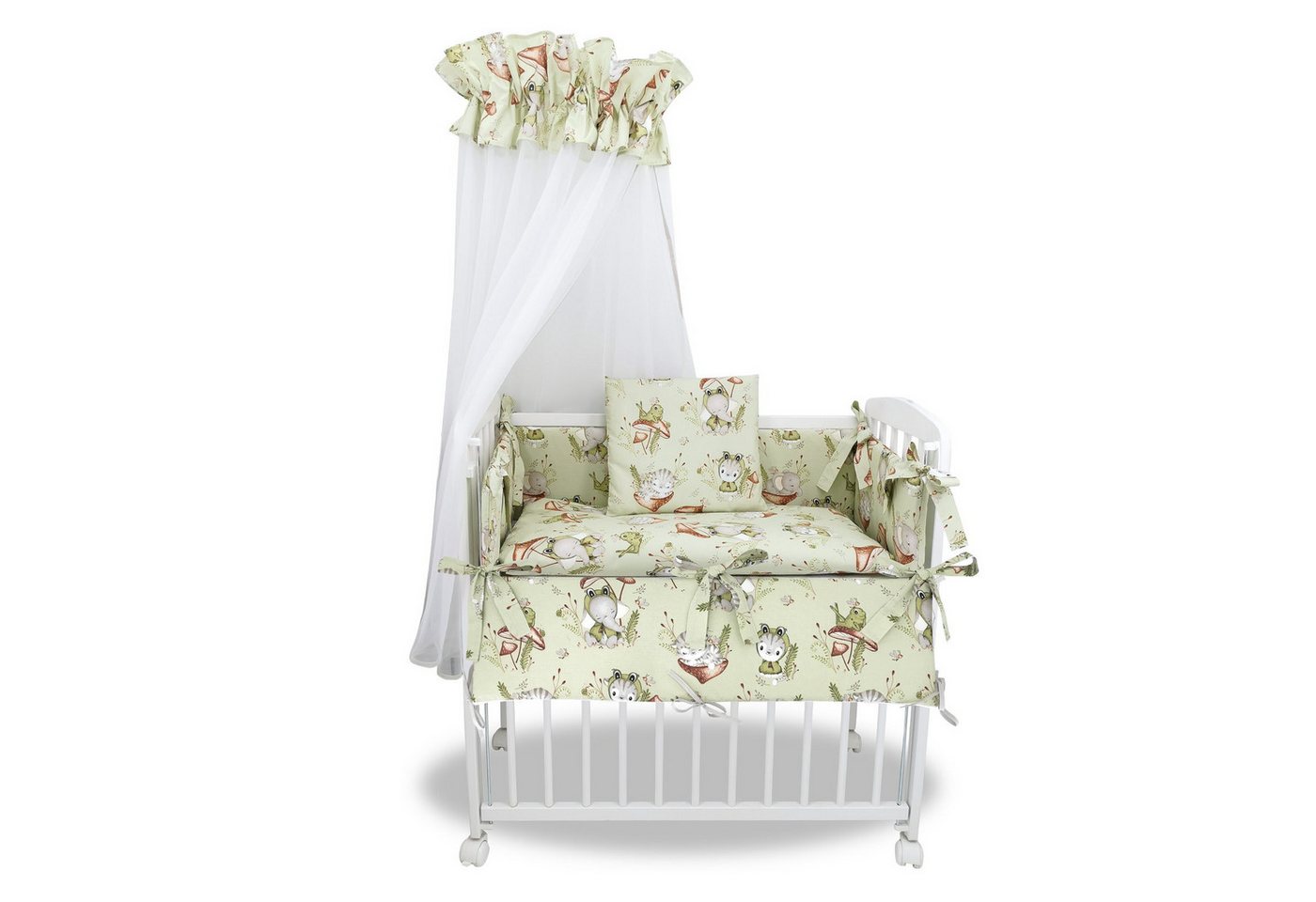 Baby-Delux Beistellbett Babybett Frosch, 10-tlg., Stillbett 90x40 weiß höhenverstellbar, Matratze inkl. komplett Set von Baby-Delux