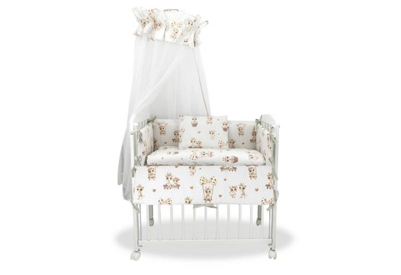 Baby-Delux Beistellbett Babybett Giraffe und Leo, Stillbett 90x40 weiß höhenverstellbar, Matratze inkl. komplett Set von Baby-Delux