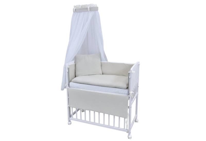 Baby-Delux Beistellbett Babybett Interlock Soft, Stillbett 90x40 weiß höhenverstellbar, Matratze inkl. komplett Set von Baby-Delux