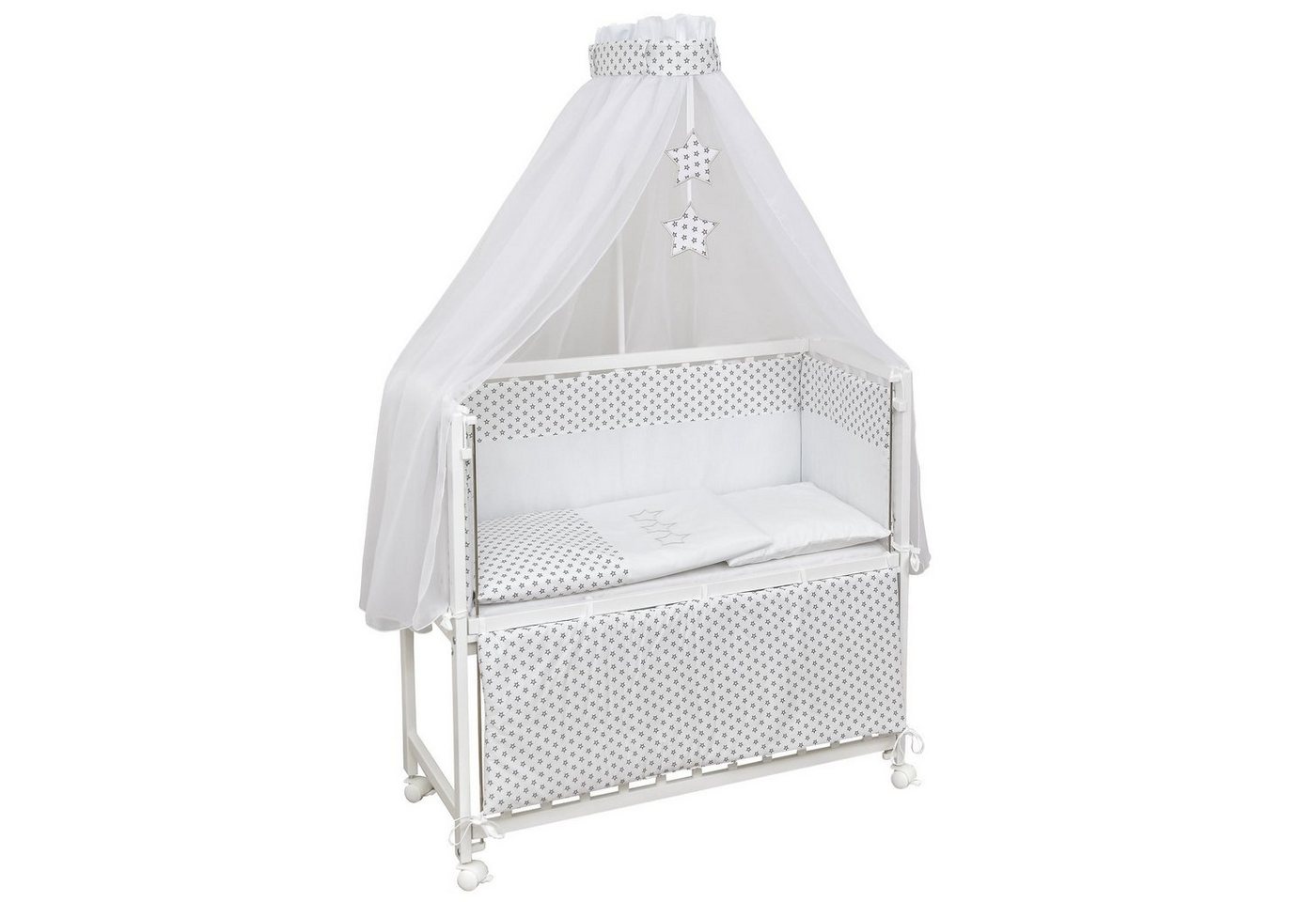 Baby-Delux Beistellbett Babybett Little Stars, Stillbett 90x40 weiß höhenverstellbar, Matratze inkl. komplett Set von Baby-Delux