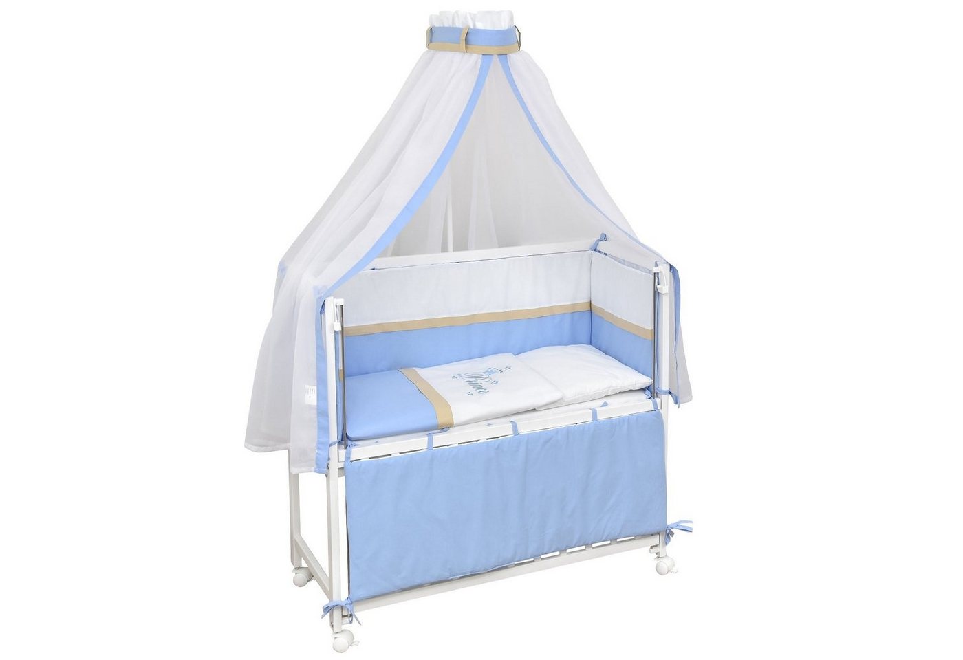 Baby-Delux Beistellbett Babybett Prince, Stillbett 90x40 weiß höhenverstellbar, Matratze inkl. komplett Set von Baby-Delux