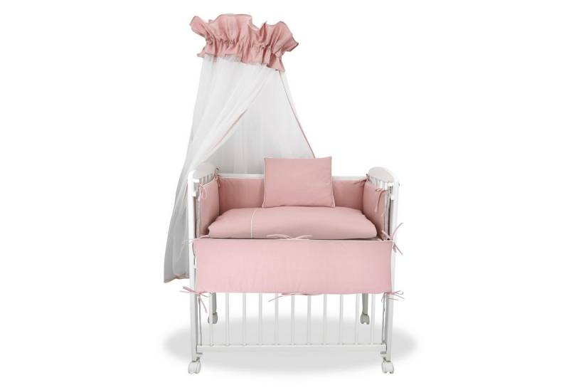 Baby-Delux Beistellbett Babybett Royal Rosa, Stillbett 90x40 weiß höhenverstellbar, Matratze inkl. komplett Set von Baby-Delux