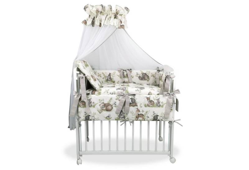 Baby-Delux Beistellbett Babybett Tierwald, 10-tlg., Stillbett 90x40 weiß höhenverstellbar, Matratze inkl. komplett Set von Baby-Delux