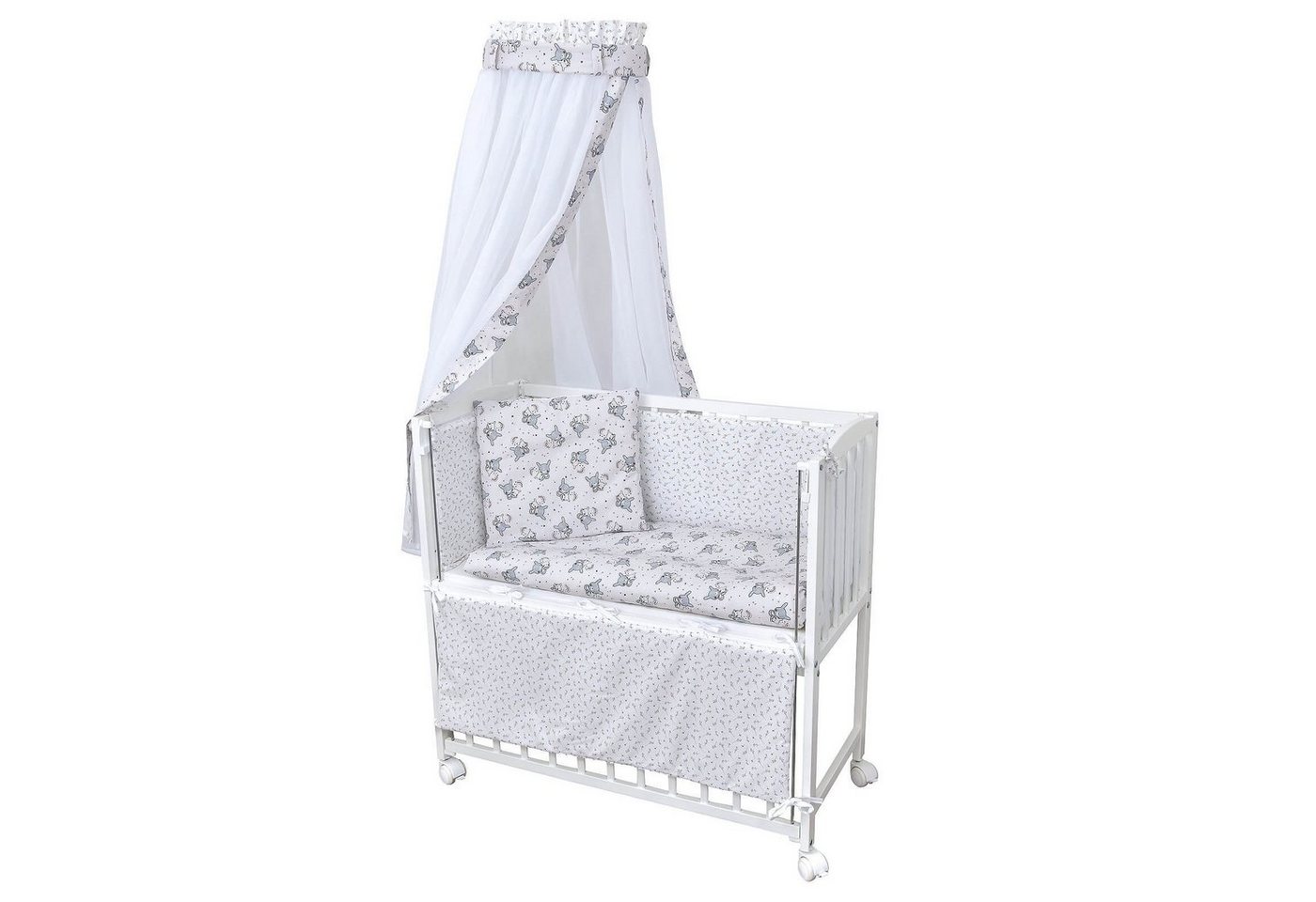 Baby-Delux Beistellbett Babybett kuschelhase Beige, Stillbett 90x40 weiß höhenverstellbar, Matratze inkl. komplett Set von Baby-Delux