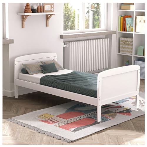 Baby Delux Kinderbett Juniorbett weiß 140x70 umbaubar Schutzgitter Massivholz von Baby Delux