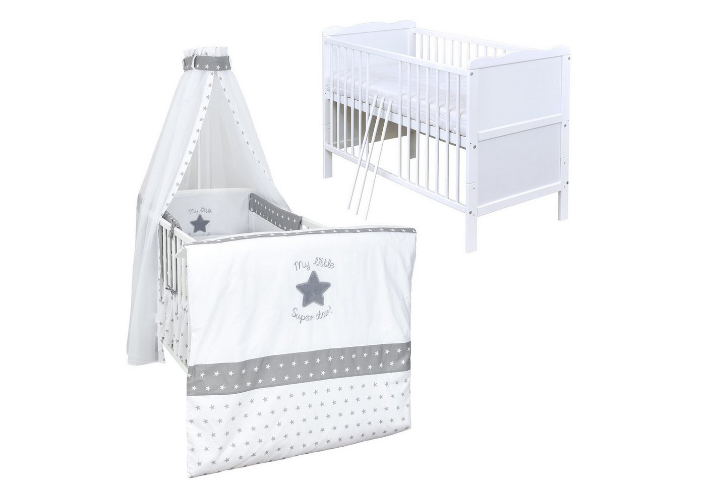 Baby-Delux Komplettbett Babybett Jack Komplettset, 10-tlg., Kinderbett 70x140 cm weiß, Bettset verschiedene Designs Baby-Delux Komplettbett Babybett Jack Komplettset, 10-tlg., Kinderbett 70x140 cm weiß, Bettset verschiedene Designs von Baby-Delux