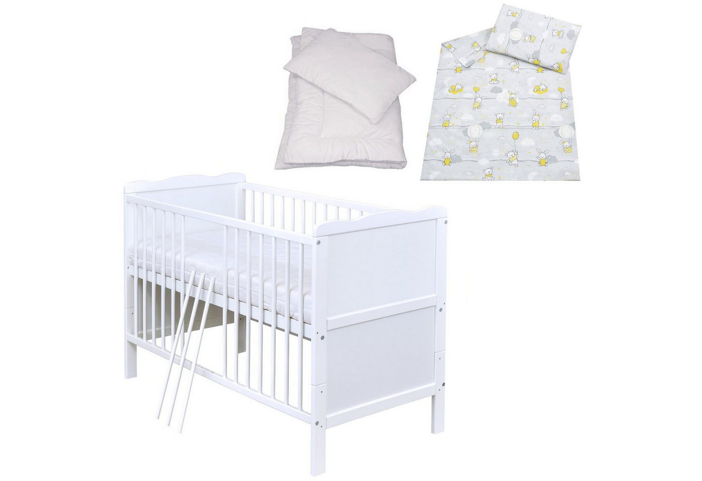 Baby-Delux Komplettbett Babybett Max Komplettset, 8-tlg., Kinderbett 60x120 cm weiß, Bettset verschiedene Designs Baby-Delux Komplettbett Babybett Max Komplettset, 8-tlg., Kinderbett 60x120 cm weiß, Bettset verschiedene Designs von Baby-Delux