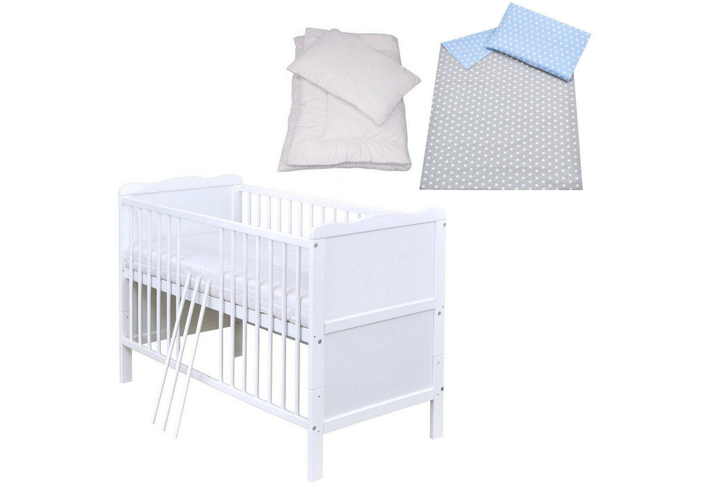 Baby-Delux Komplettbett Babybett Max Komplettset, 8-tlg., Kinderbett 60x120 cm weiß, Bettset verschiedene Designs Baby-Delux Komplettbett Babybett Max Komplettset, 8-tlg., Kinderbett 60x120 cm weiß, Bettset verschiedene Designs von Baby-Delux