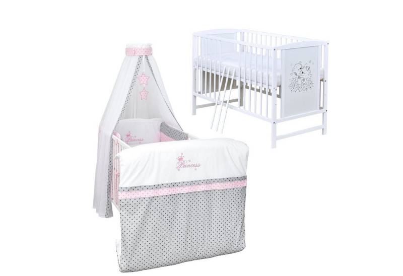 Baby-Delux Komplettbett Babybett Mia Komplettset, 10-tlg., Kinderbett 60x120 cm weiß, Bettset verschiedene Designs von Baby-Delux