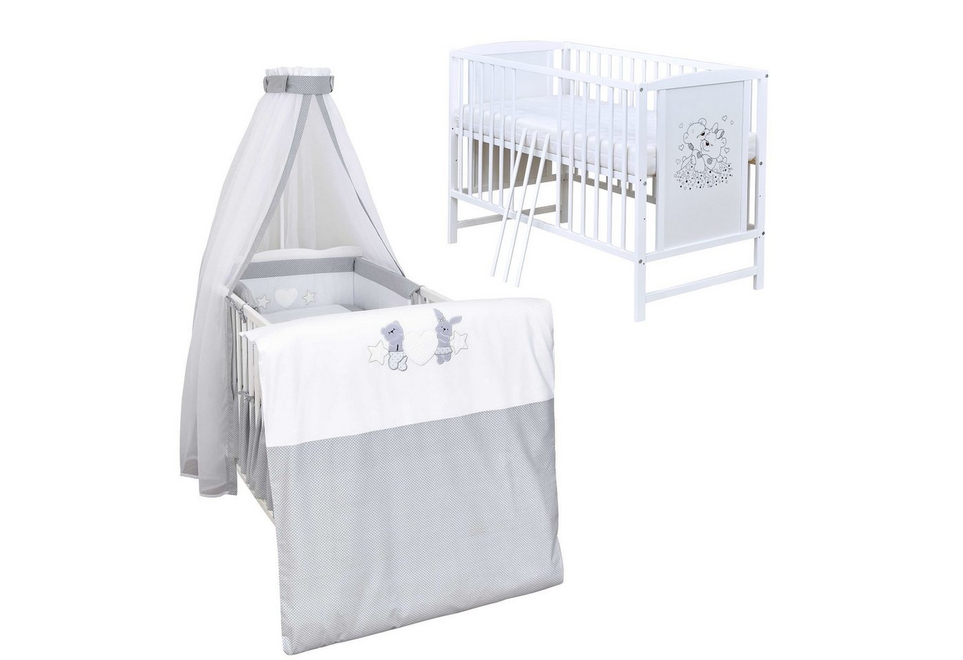 Baby-Delux Komplettbett Babybett Mia Komplettset, 10-tlg., Kinderbett 60x120 cm weiß, Bettset verschiedene Designs Baby-Delux Komplettbett Babybett Mia Komplettset, 10-tlg., Kinderbett 60x120 cm weiß, Bettset verschiedene Designs von Baby-Delux
