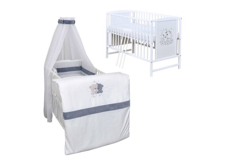Baby-Delux Komplettbett Babybett Mia Komplettset, 10-tlg., Kinderbett 60x120 cm weiß, Bettset verschiedene Designs von Baby-Delux