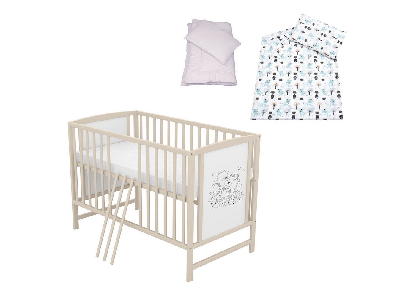 Baby-Delux Komplettbett Babybett Mia Komplettset, 7-tlg., Kinderbett 60x120 cm taupe, Bettset verschiedene Designs Baby-Delux Komplettbett Babybett Mia Komplettset, 7-tlg., Kinderbett 60x120 cm taupe, Bettset verschiedene Designs von Baby-Delux